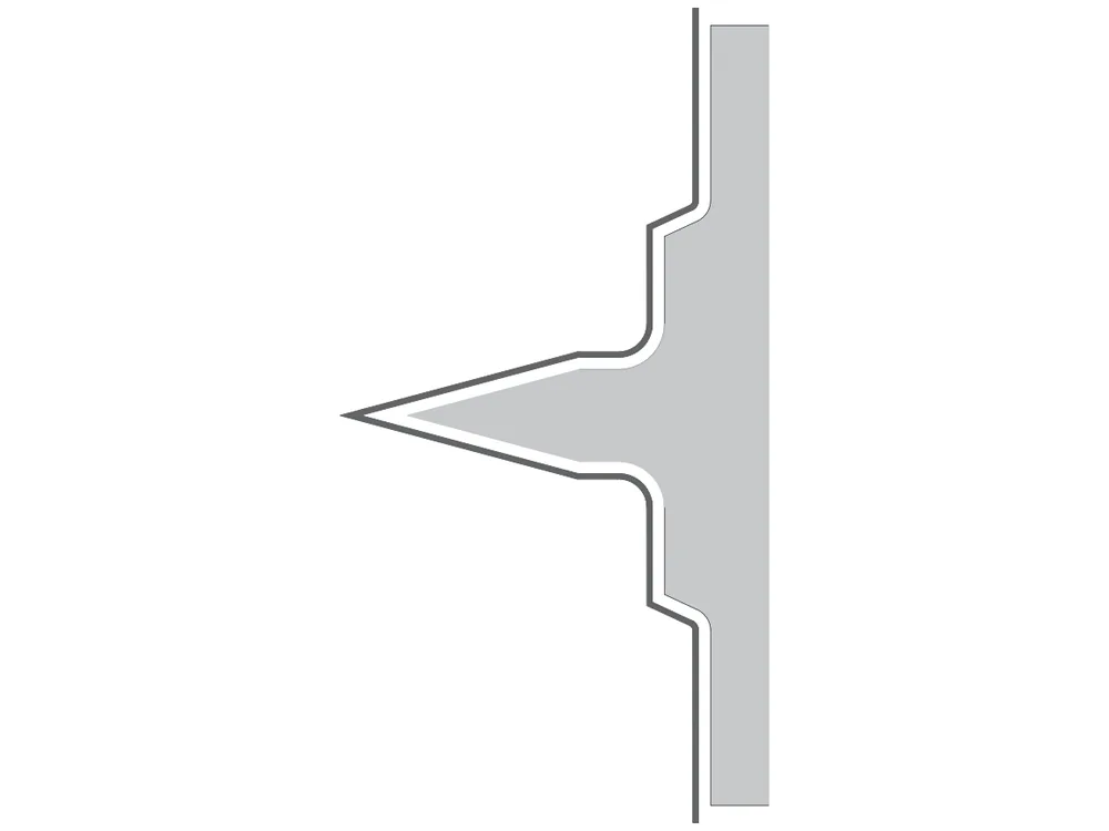 Knife edge coating and surface treatment diagram